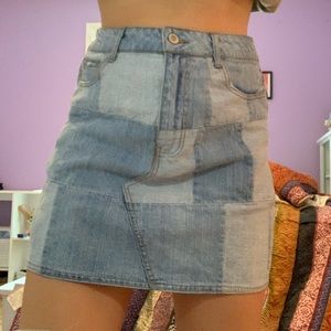 Denim Patchwork Skirt